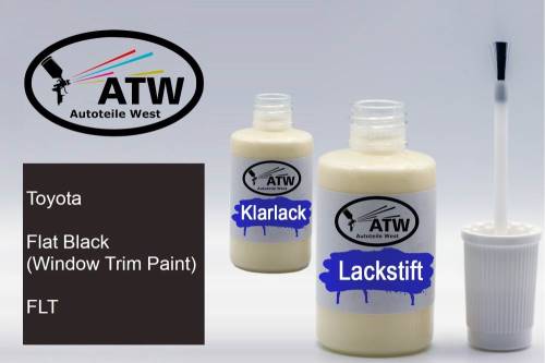 Toyota, Flat Black (Window Trim Paint), FLT: 20ml Lackstift + 20ml Klarlack - Set, von ATW Autoteile West.